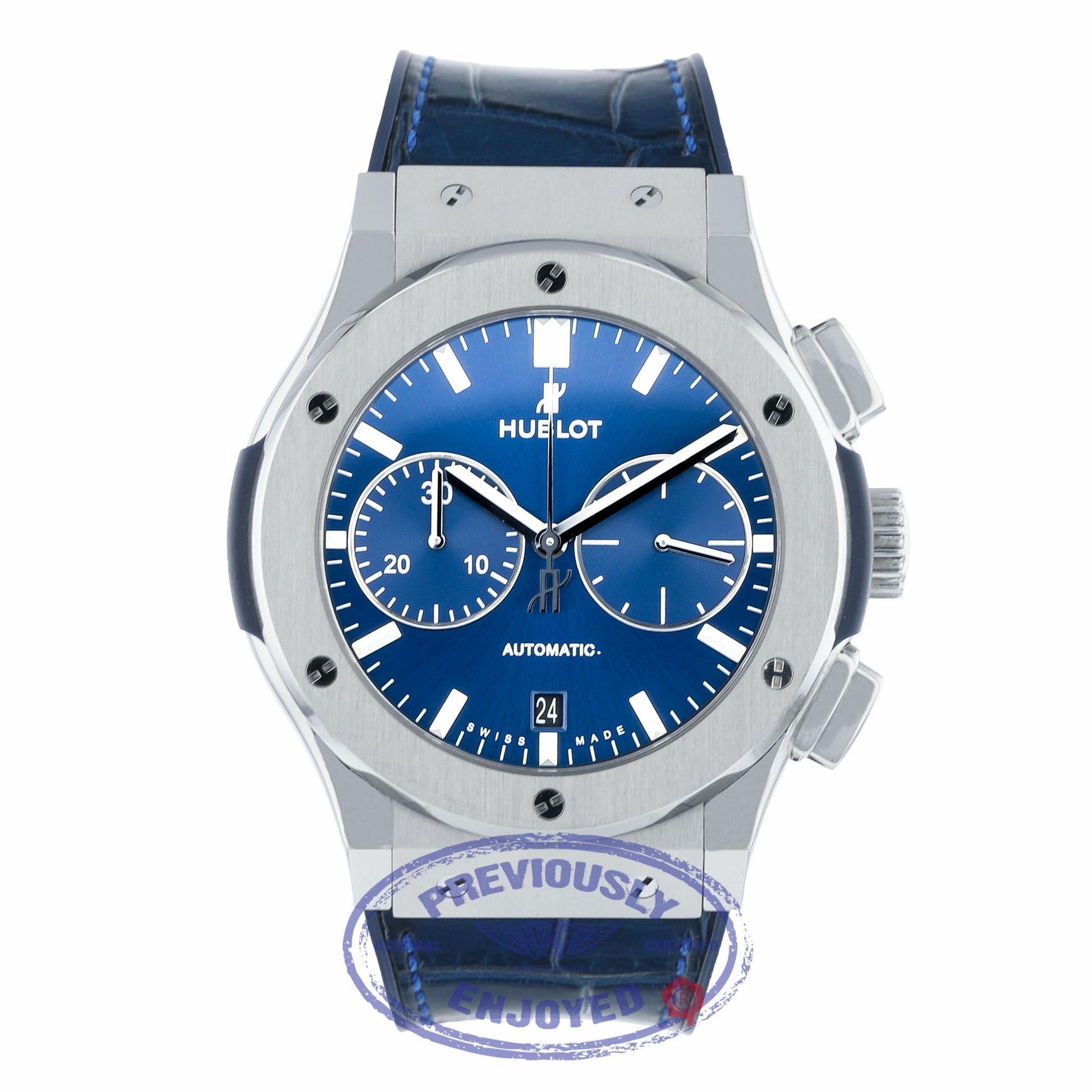 Hublot Classic Fusion Chronograph 45MM Titanium Blue Dial 521.NX.7170.LR 4QVWRN - Beverly Hills Watch Company