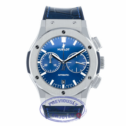 Hublot Classic Fusion Chronograph 45MM Titanium Blue Dial 521.NX.7170.LR 4QVWRN - Beverly Hills Watch Company