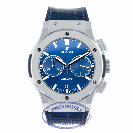 Hublot Classic Fusion Chronograph 45MM Titanium Blue Dial 521.NX.7170.LR 4QVWRN - Beverly Hills Watch Company