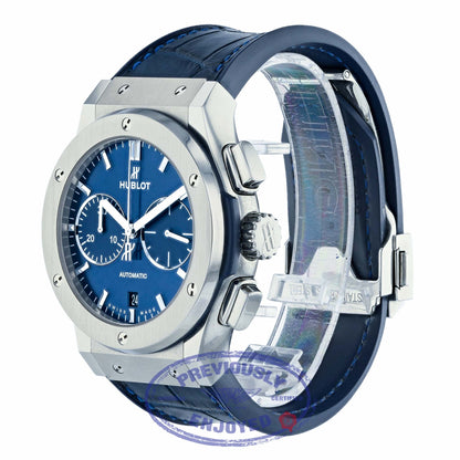 Hublot Classic Fusion Chronograph 45MM Titanium Blue Dial 521.NX.7170.LR 4QVWRN - Beverly Hills Watch Company