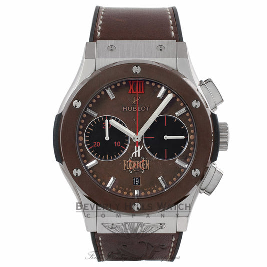 Hublot Classic Fusion Forbidden X 45mm Titanium & Ceramic Tabacco Dial Black Rubber Tabacco Color Calf Skin Strap 521.NC.0589.VR.OPX14 59317L - Beverly Hills Watch Store