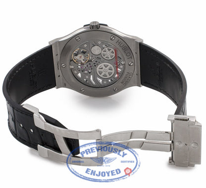 Hublot Classic Fusion Ultra Thin Skeleton Dial Titanium Black Alligator Strap 515.NX.0170.LR 5AP5QY - Beverly Hills Watch Company Watch Store