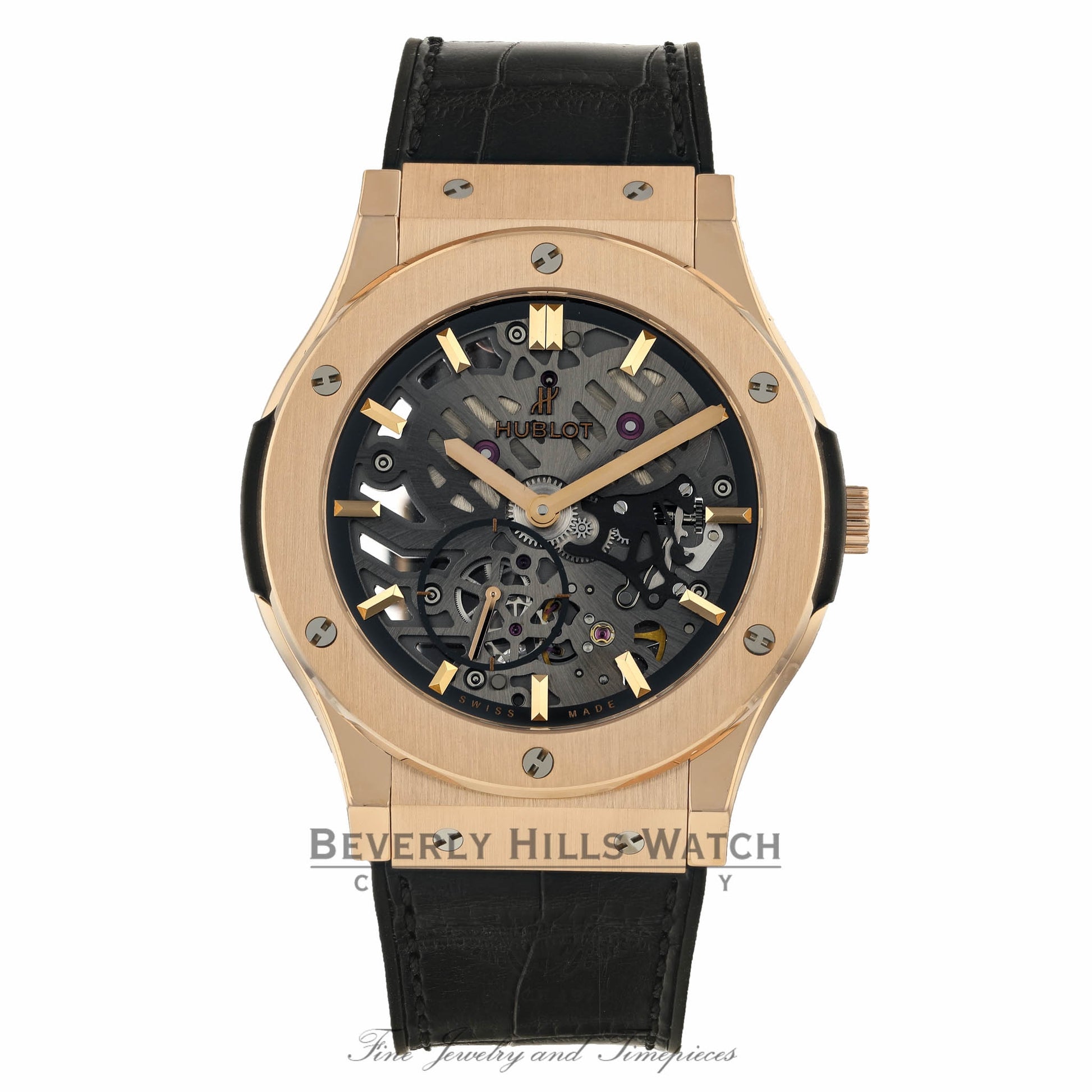 Hublot Classic Fusion 45mm Ultra-Thin Skeleton King Gold 515.OX.0180.LR 09N38Q - Beverly Hills Watch Company