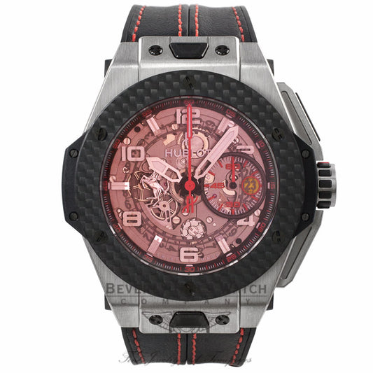 Hublot Ferrari Titanium Carbon Fiber Skeleton Red Dial 401.NQ.0123.VR 552C69 - Beverly Hills Watch Company Watch Store