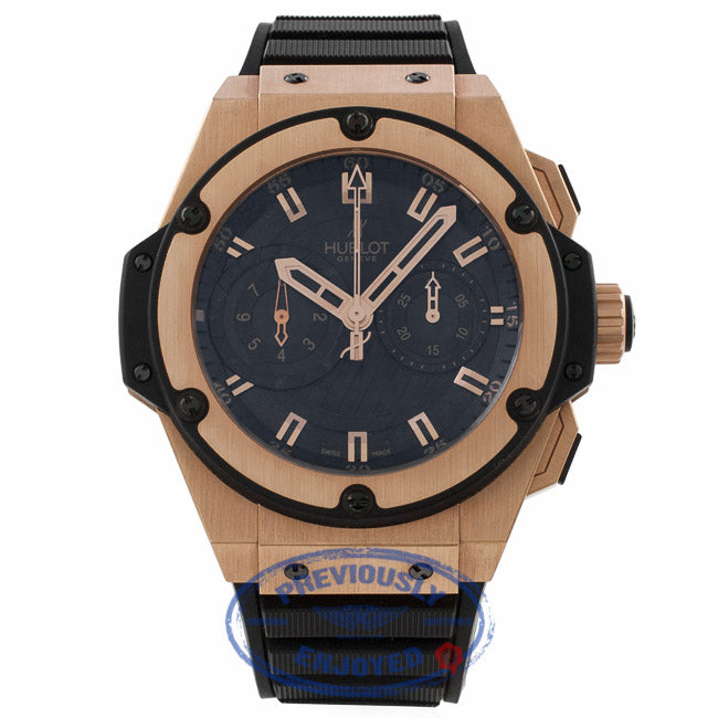 Hublot King Power Foudroyante 18k Rose Gold & Ceramic Case Black Rubber Strap 715.PX.1128.RX 934UKT - Beverly HIills Watch Company Watch Store