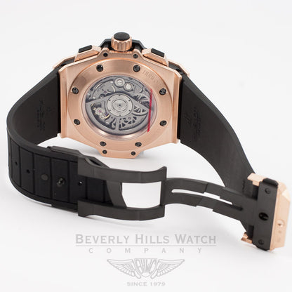 Hublot King Power UNICO King Gold Rose Gold Case Carbon Fiber Bezel Skeleton Dial Black Rubber Strap Watch 701.OQ.0180.RX Beverly Hills Watch Company Watch Store