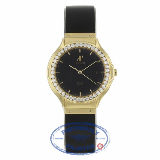 Hublot Ladies Yellow Gold Black Dial After Market Diamond Bezel 141.11.3 4260 - Beverly Hills Watch