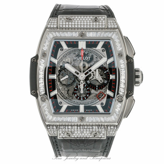Hublot Spirit of Big Bang 45mm Skeleton Dial Automatic Titanium Tonneau Shaped Diamonds Case 601.NX.0173.LR.0904 LXK47R - Beverly Hills Watch