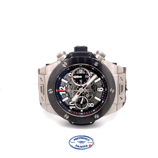 Hublot Big Bang Unico Chronograph 45MM Titanium Ceramic Bezel Skeleton Dial Rubber Strap 411.NM.1170.RX J41TD0 - Beverly Hills Watch Company