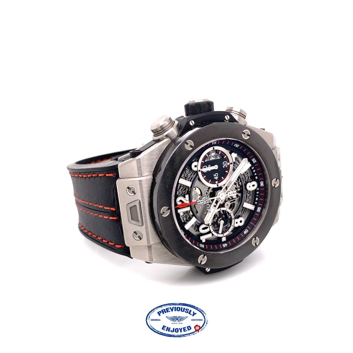 Hublot Big Bang Unico Chronograph 45MM Titanium Ceramic Bezel Skeleton Dial Rubber Strap 411.NM.1170.RX J41TD0 - Beverly Hills Watch Company