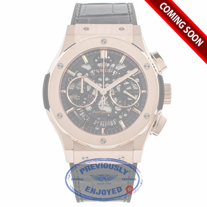Hublot Classic Fusion Aero Chronograph 45MM 18k Rose Gold Black Dial 525.OX.0180.LR HUPE6U - Beverly Hills Watch Company
