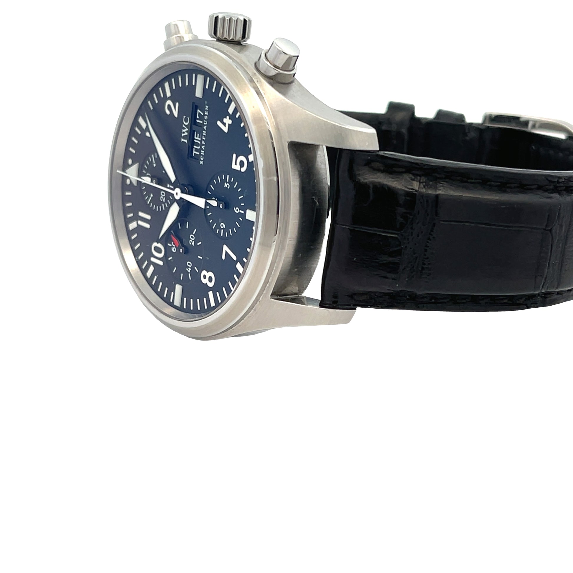 IWC Classic Pilot Chronograph 42mm Stainless Steel Black Dial IW371701 - Beverly Hills Watch Company