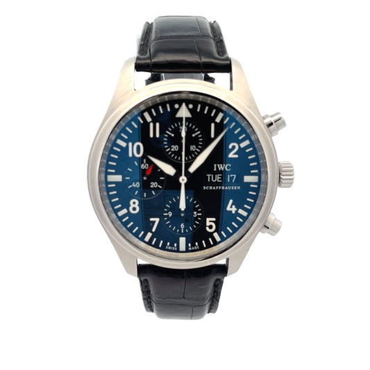 IWC Classic Pilot Chronograph 42mm Stainless Steel Black Dial IW371701 - Beverly Hills Watch Company