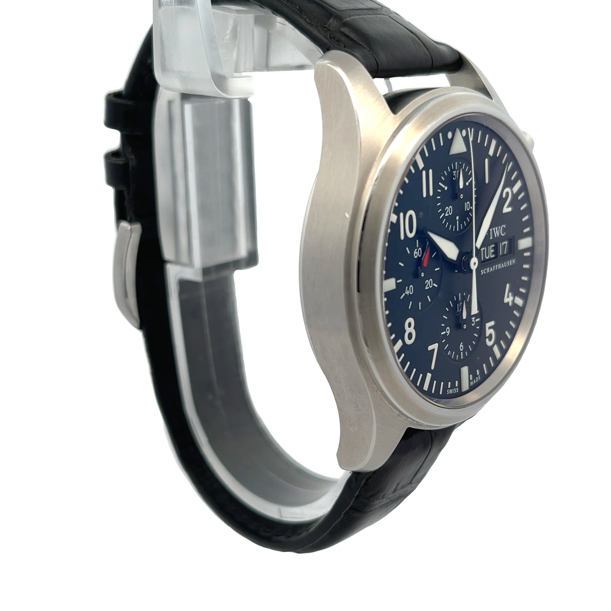 IWC Classic Pilot Chronograph 42mm Stainless Steel Black Dial IW371701 - Beverly Hills Watch Company