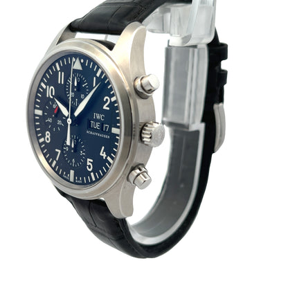 IWC Classic Pilot Chronograph 42mm Stainless Steel Black Dial IW371701 - Beverly Hills Watch Company