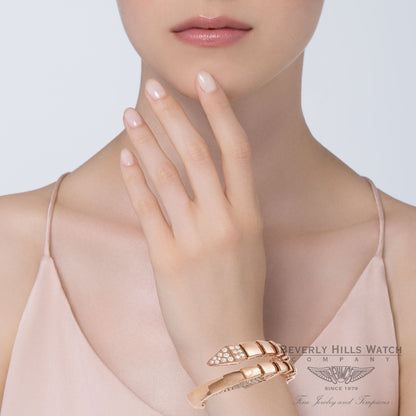 Naira & C 18k Rose Gold Snake Single Wrap Diamond Head Bracelet EF-PPFBR7292/C HWD1WP - Beverly Hills Watch Company