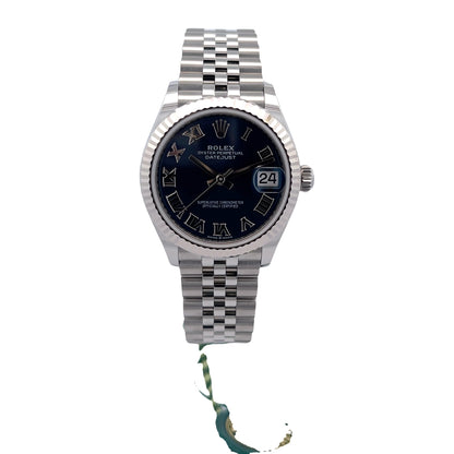 Rolex Datejust 31mm White Gold Fluted Bezel Blue Dial Silver Roman 278274 - Beverly Hills Watch Company