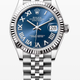 Rolex Datejust 31mm White Gold Fluted Bezel Blue Dial Silver Roman 278274 - Beverly Hills Watch Company