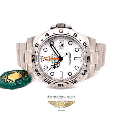 Rolex Explorer II Stainless Steel 42MM White Dial Polar 216570 HY9E9J - Beverly Hills Watch Company