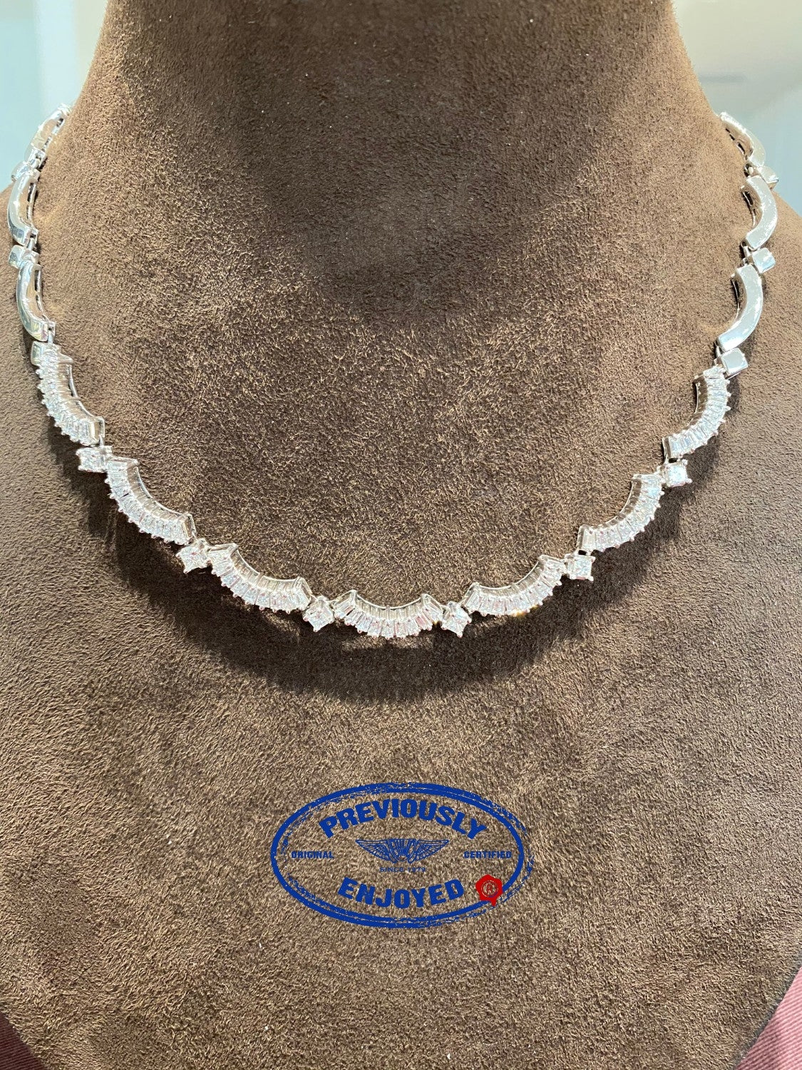 White Gold Diamond Baguette Necklace 4.68ct - Beverly Hills Watch and Jewelry Store