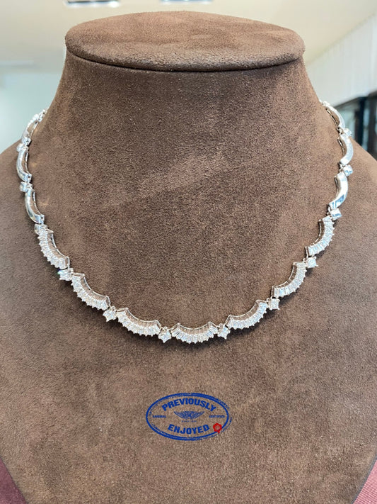 White Gold Diamond Baguette Necklace 4.68ct - Beverly Hills Watch and Jewelry Store