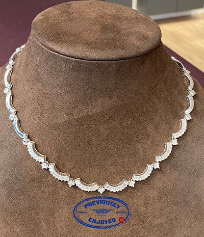 White Gold Diamond Baguette Necklace 4.68ct - Beverly Hills Watch and Jewelry Store