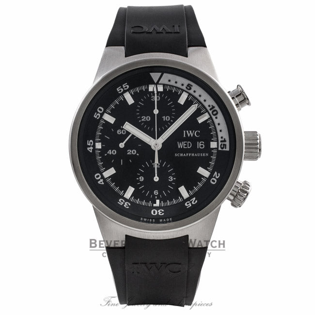 IWC Aquatimer 42MM Stainless Steel Chronograph Black Dial Black Rubber Strap IW371928 0CQH8E - Beverly Hills Watch Company Watch Store
