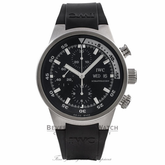 IWC Aquatimer 42MM Stainless Steel Chronograph Black Dial Black Rubber Strap IW371928 0CQH8E - Beverly Hills Watch Company Watch Store