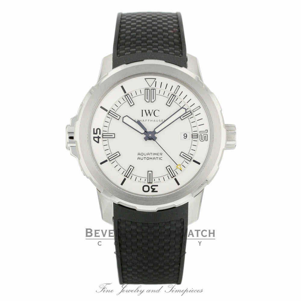IWC Aquatimer 42MM Stainless Steel Silver Dial Black Rubber Strap IW329003 6NL1XA - Beverly Hills Watch Company