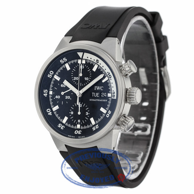 IWC Aquatimer Chronograph 42MM Stainless Steel Black Dial Black Rubber Strap IW371933 7U4RLR - Beverly Hills Watch Company Watch Store