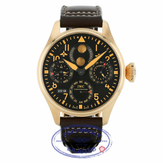 IWC Big Pilot Perpetual Bucherer Limited Edition 18k Rose Gold Black Dial IW502635 19559Z - Beverly Hills Watch Company