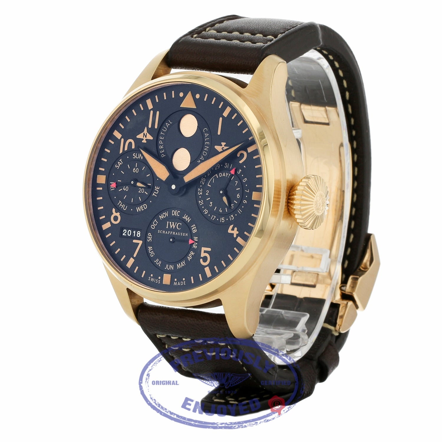 IWC Big Pilot Perpetual Bucherer Limited Edition 18k Rose Gold Black Dial IW502635 19559Z - Beverly Hills Watch Company