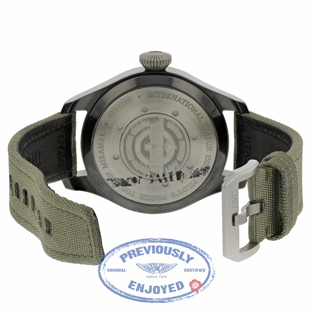 IWC Big Pilot Top Gun Miramar Titanium Anthracite Dial Automatic Green Fabric IW501902 5E99MK - Beverly Hills Watch Company