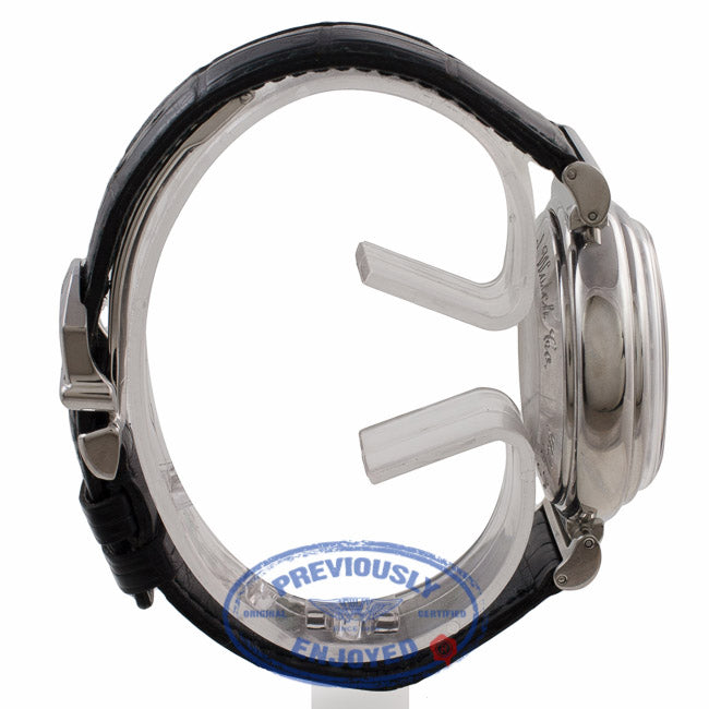 IWC DaVinci Perpetual Black Dial Stainless Steel Moonphase Alligator Strap IW3750-30 EH20RE - Beverly Hills Watch Company Watch Store