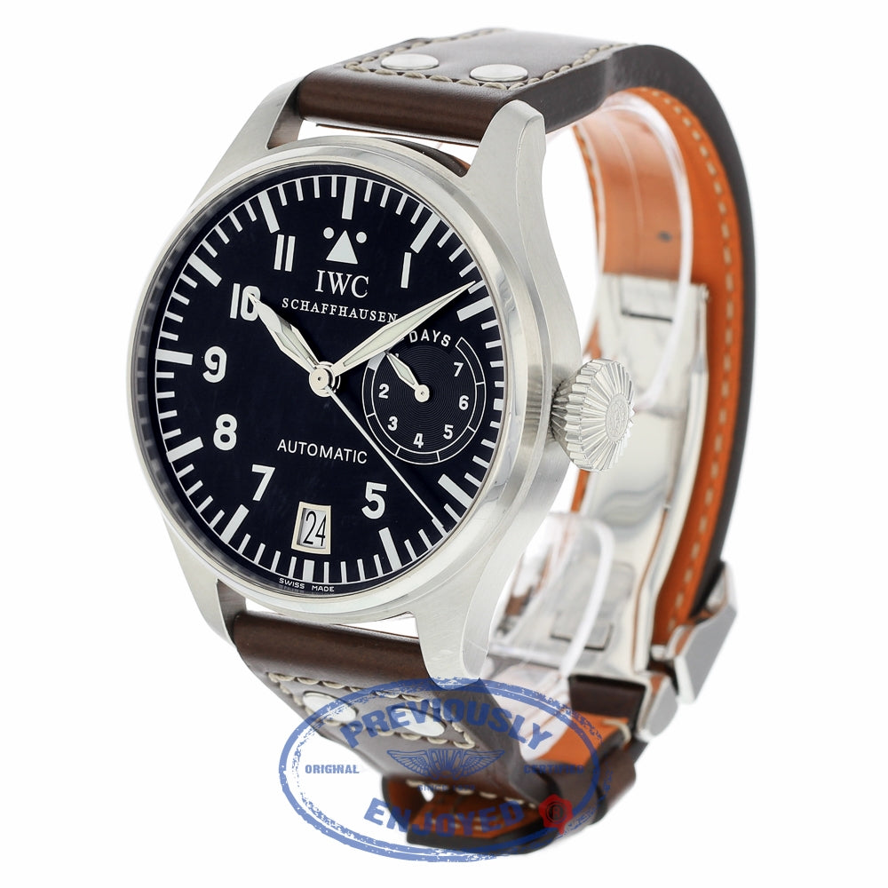IWC Die Grosse Fliegeruhr Big Pilot 46MM Stainless Steel Black Dial IW500201 CA8V48 - Beverly Hills Watch Company
