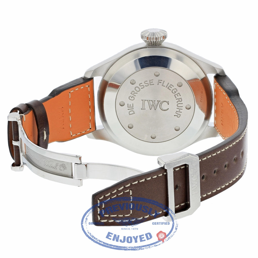 IWC Die Grosse Fliegeruhr Big Pilot 46MM Stainless Steel Black Dial IW500201 CA8V48 - Beverly Hills Watch Company