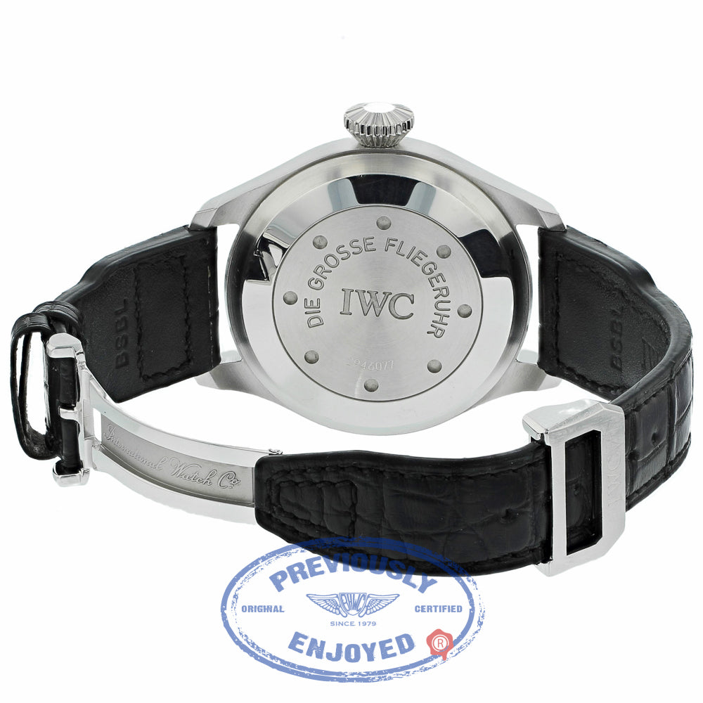 IWC Die Grosse Fliegeruhr Big Pilot 46MM Stainless Steel Black Dial IW500201 CA8V48 - Beverly Hills Watch Company