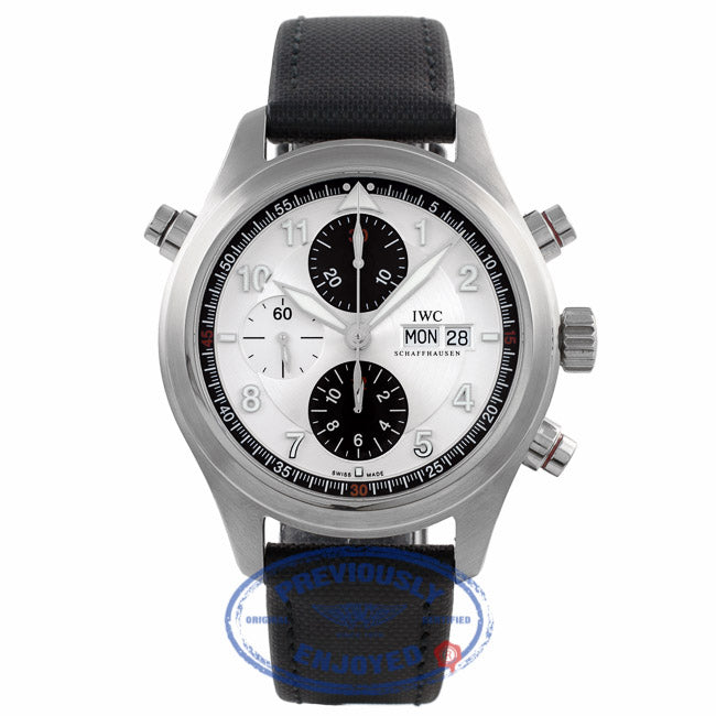 IWC Double Chronograph Spitfire Silver Dial IW3718.06 QNFBXP - Beverly Hills Watch Company Watch Store