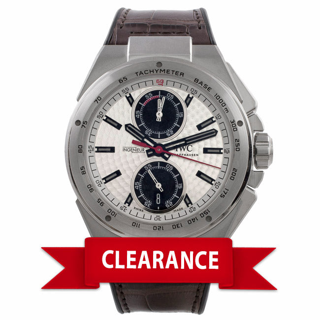 IWC Ingenieur Racer Chronograph 45MM Stainless Steel Silver Dial Black Subdials Rubber Strap IW378505 K4L7HL - Beverly Hills Watch Company Watch Store