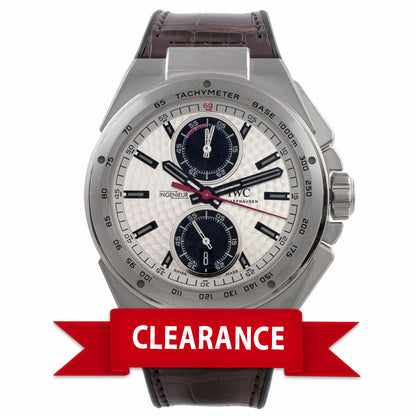 IWC Ingenieur Racer Chronograph 45MM Stainless Steel Silver Dial Black Subdials Rubber Strap IW378505 K4L7HL - Beverly Hills Watch Company Watch Store
