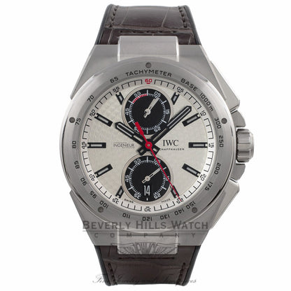 IWC Ingenieur Racer Chronograph 45MM Stainless Steel Silver Dial Black Subdials Rubber Strap IW378505 K4L7HL - Beverly Hills Watch Company Watch Store