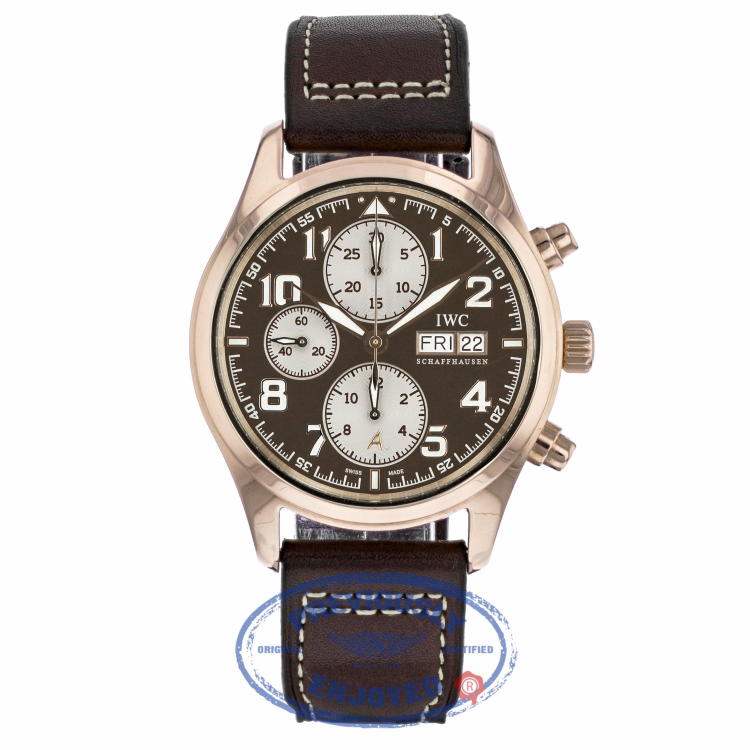 IWC Pilot Antoine de Saint Exupéry Automatic 42mm 18k Rose Gold Bronze Dial IW371711 2Q4MF6 - Beverly Hills Watch