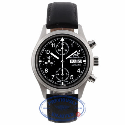 IWC Pilot Chronograph 39mm Black Dial Stainless Steel on Strap IW3706 D64FX6 - Beverly Hills Watch Company