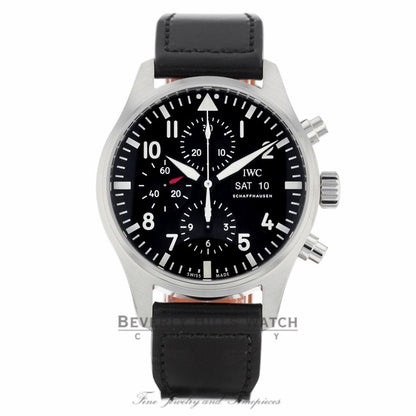 IWC Pilot Chrono Day-Date 43mm Automatic Stainless Steel Black Dial IW377709 TTQPD8 - Beverly Hills Watch Company