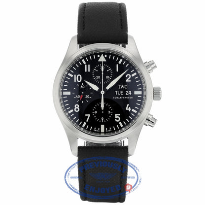 IWC Classic Pilot Chronograph 42mm Stainless Steel Black Dial IW371701 - Beverly Hills Watch Company