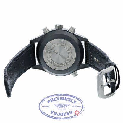 IWC Pilot's Double Chronograph Limited Edition Ceramic Black Dial Black Kevlar Strap IW378601 WMLPP7 - Beverly Hills Watch Store