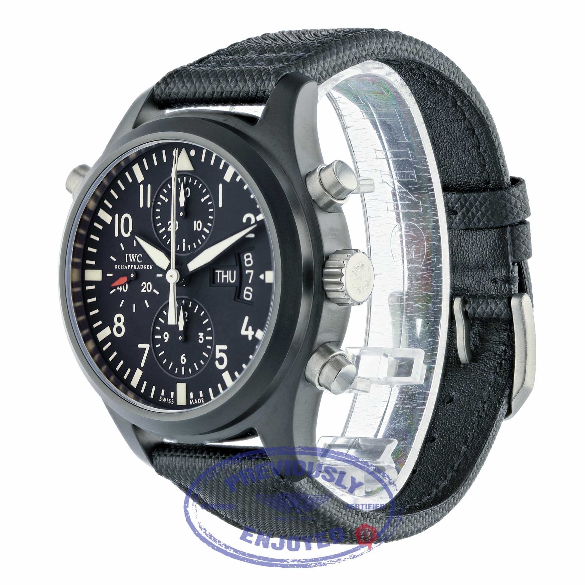 IWC Pilot's Double Chronograph Limited Edition Ceramic Black Dial Black Kevlar Strap IW378601 WMLPP7 - Beverly Hills Watch Store
