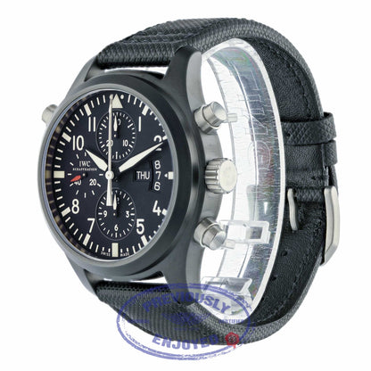 IWC Pilot's Double Chronograph Limited Edition Ceramic Black Dial Black Kevlar Strap IW378601 WMLPP7 - Beverly Hills Watch Store