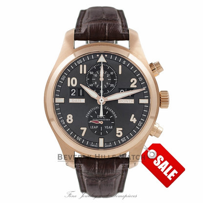IWC Pilot Spitfire Perpetual Calendar Digital Date Month Rose Gold Watch IW379103 Beverly Hills Watch Company Watches