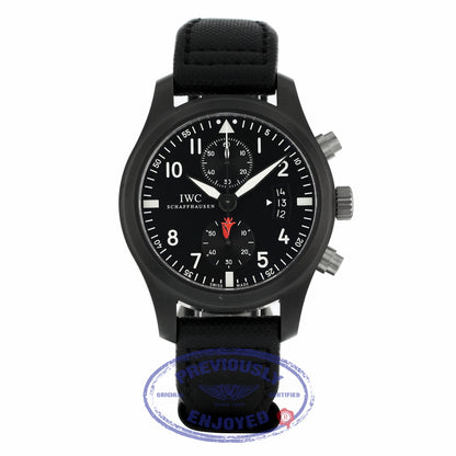 IWC Pilot Top Gun 46mm Chronograph Black Dial Black Fabric IW388007 F5R64R - Beverly Hills Watch Company